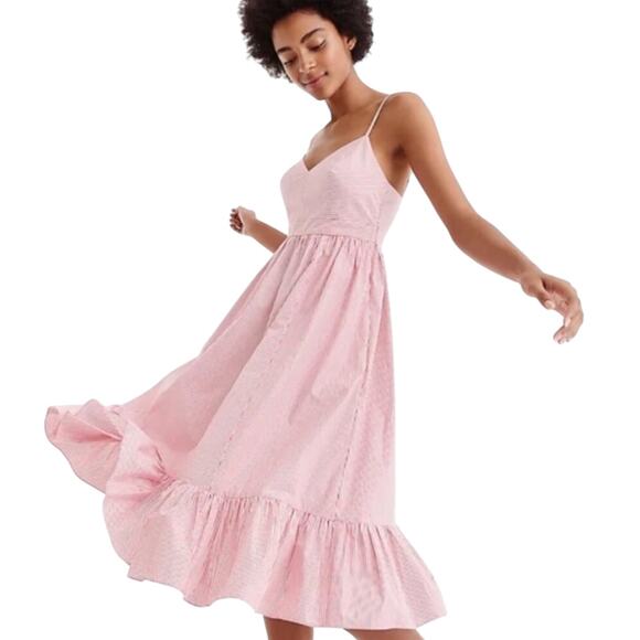 J.Crew Red and White Stripe Poplin Dress Ruffle Skirt, Size 6 - Picture 15 of 16